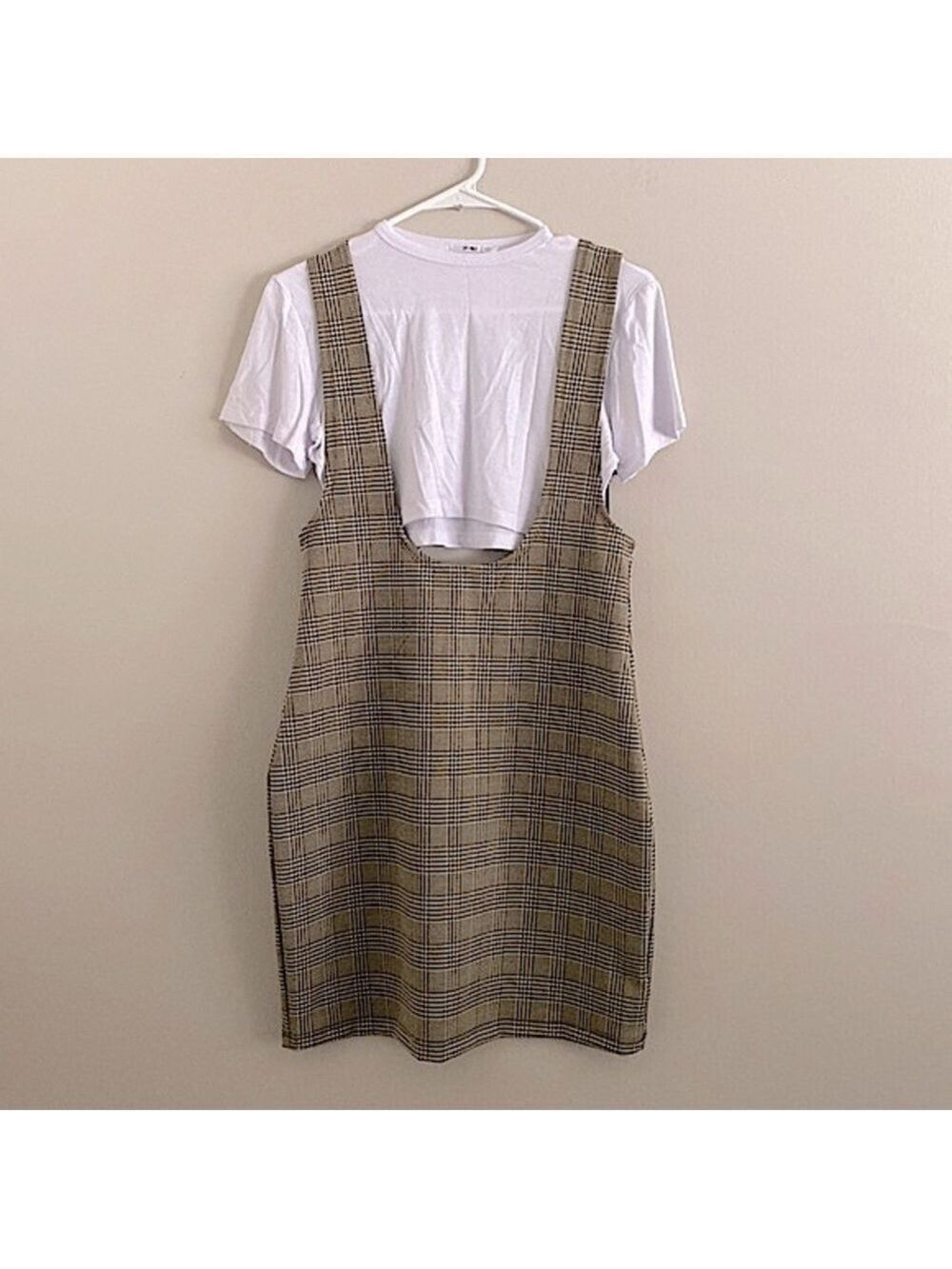 NWT 3rd + Malt plaid mini bodycon with crop top dress